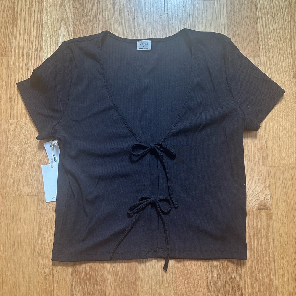 Wilfred Black Tie-Front Alisha Top Size Medium